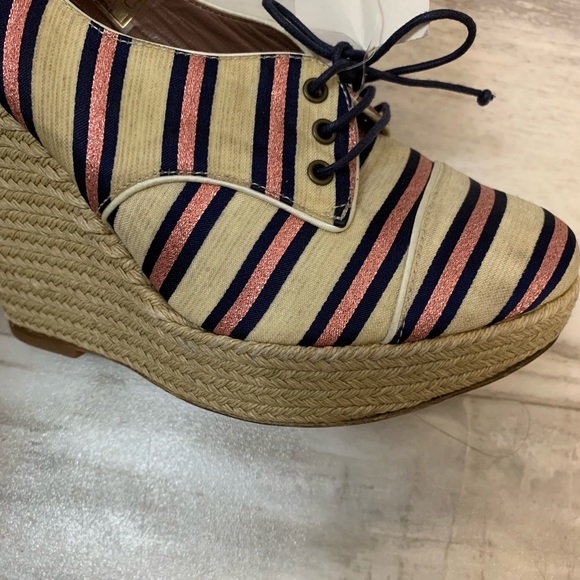 Tabitha Simmons Stripe Oxford Wedge Espadrille - Picture 7 of 8